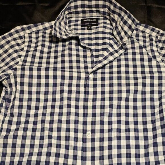 Bonobos Slim Fit Blue & White Checkered Button-Down Shirt Size Medium - Picture 1 of 16